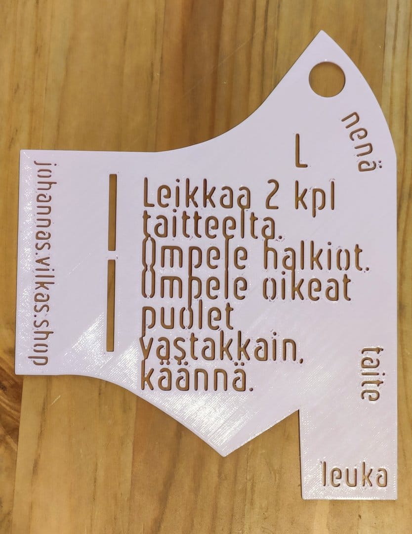 Kasvomaskin ompelukaava, saumaton malli