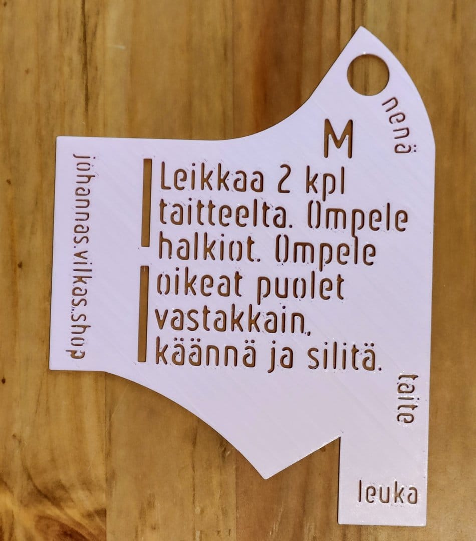 Kasvomaskin ompelukaava, saumaton malli