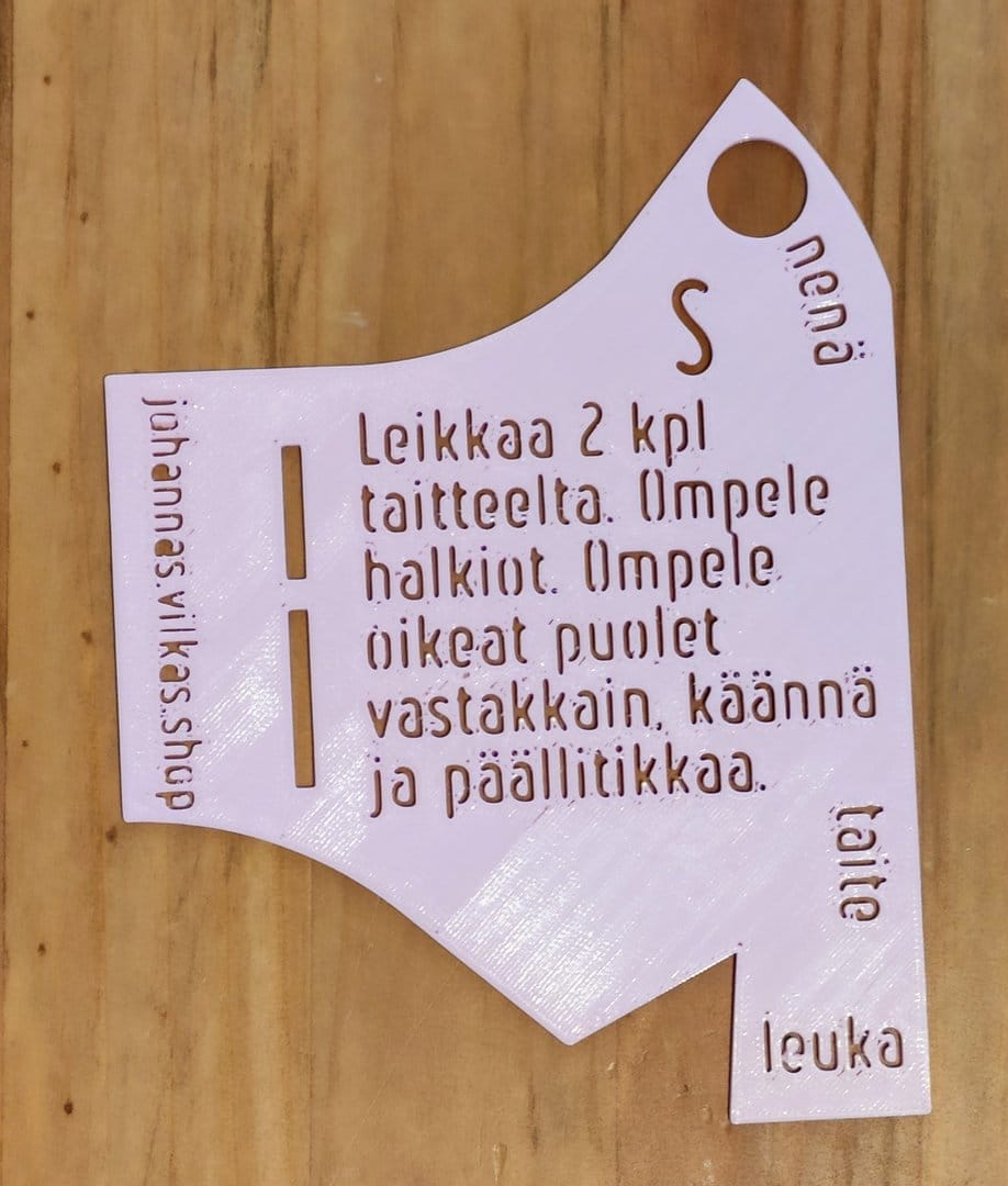 Kasvomaskin ompelukaava, saumaton malli