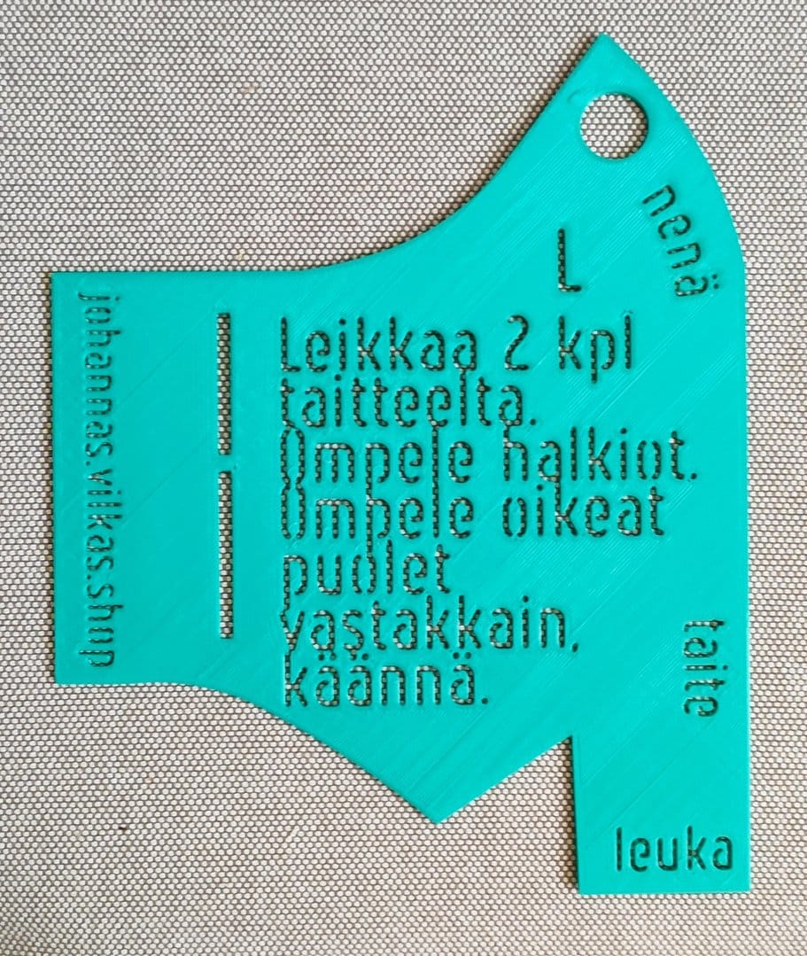 Kasvomaskin ompelukaava, saumaton malli