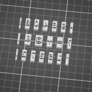 Litteä numeroleimasinsetti + erikoismerkit Sans Serif