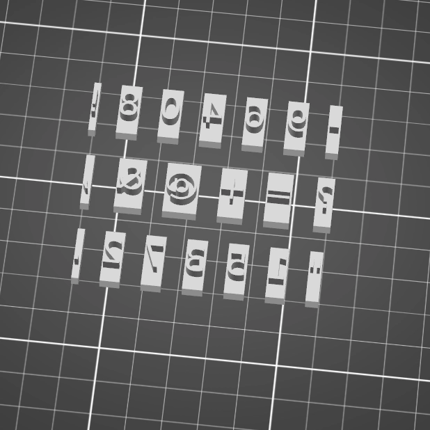 Litteä numeroleimasinsetti + erikoismerkit Sans Serif